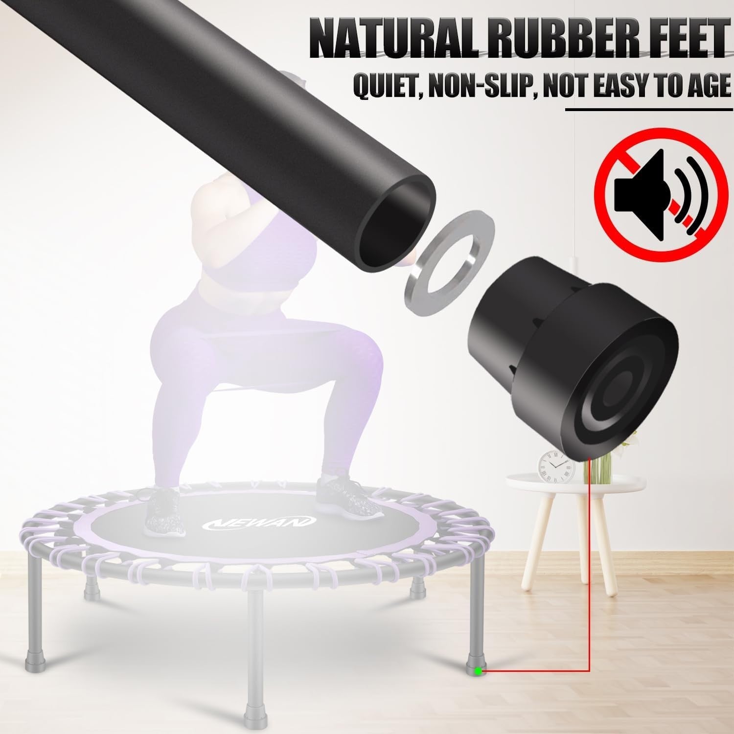40in Silent Fitness Rebounder Trampoline Bungee Indoor Cardio 150kg