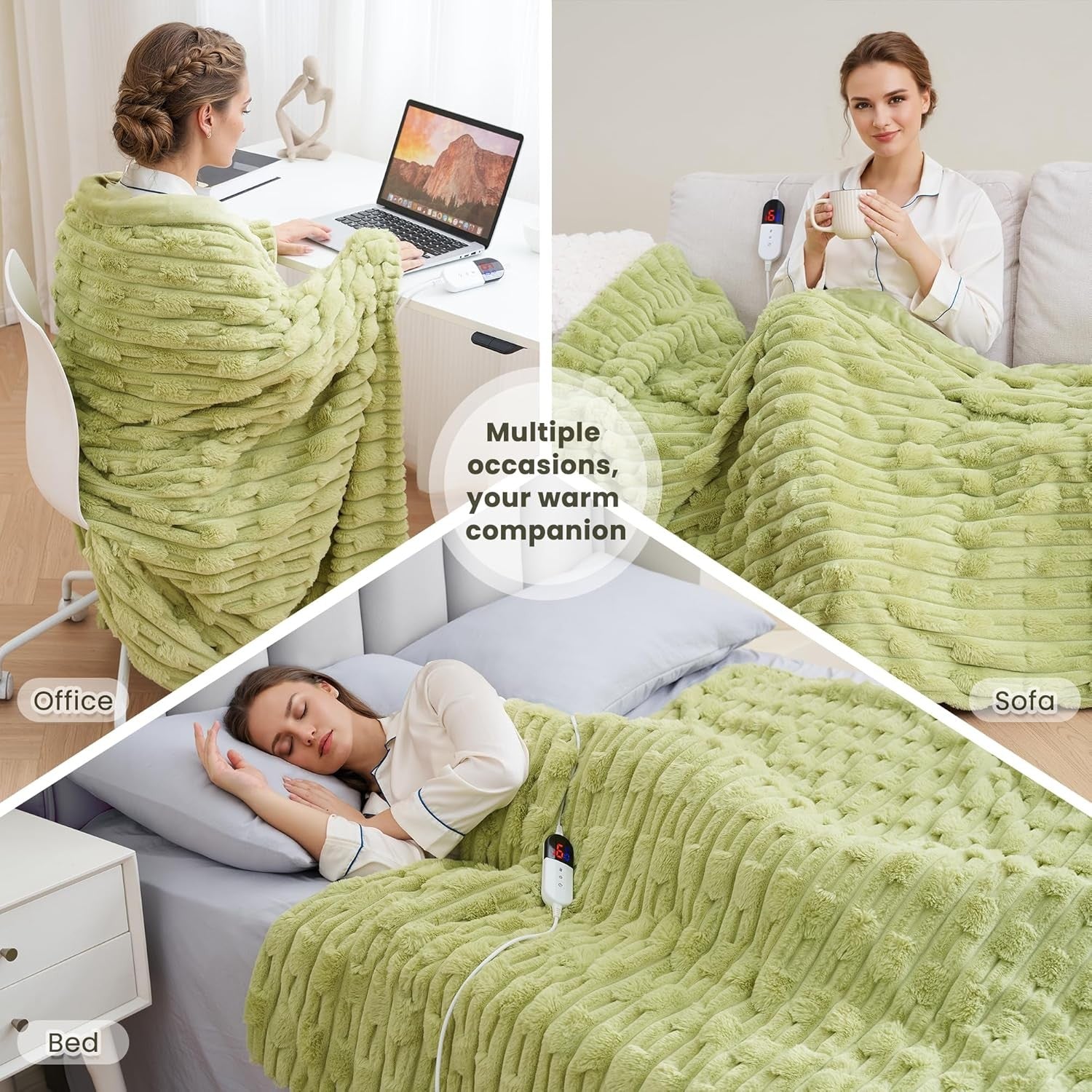 Electric Heated Throw Blanket 130x180cm Soft Fleece 6 Heat Auto Shut Off