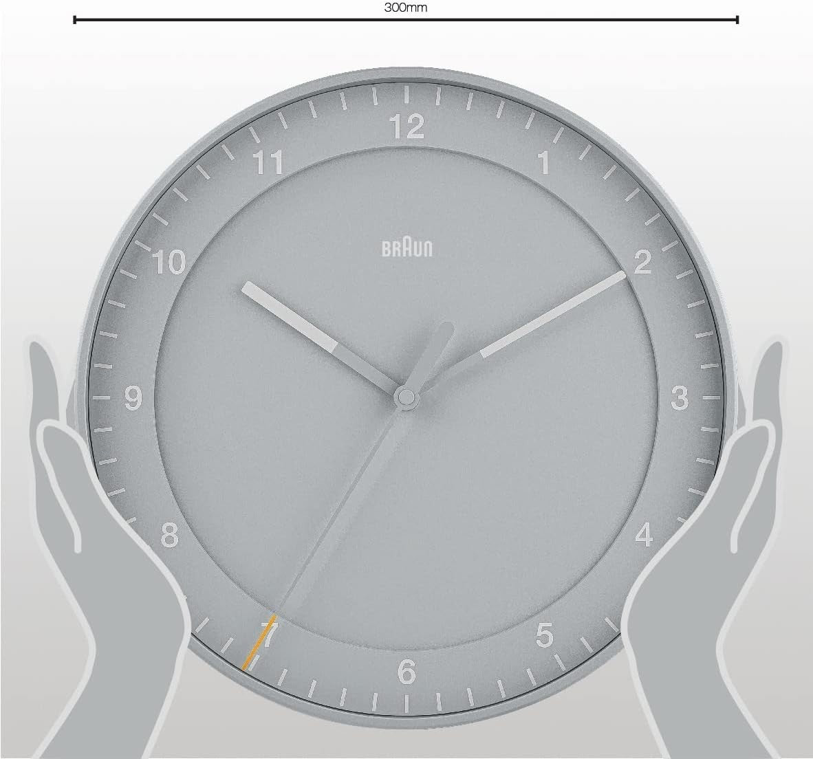 30cm Grey Wall Clock Silent Sweep | Easy Read, Modern Office & Home Clock