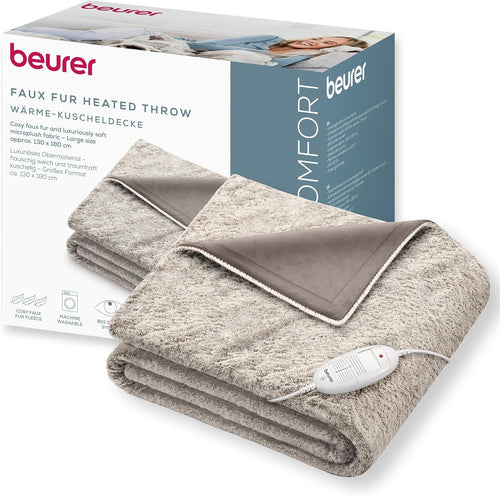 Electric Heated Throw Blanket 6 Heat Levels Auto Shut Off Faux Fur Soft Warm