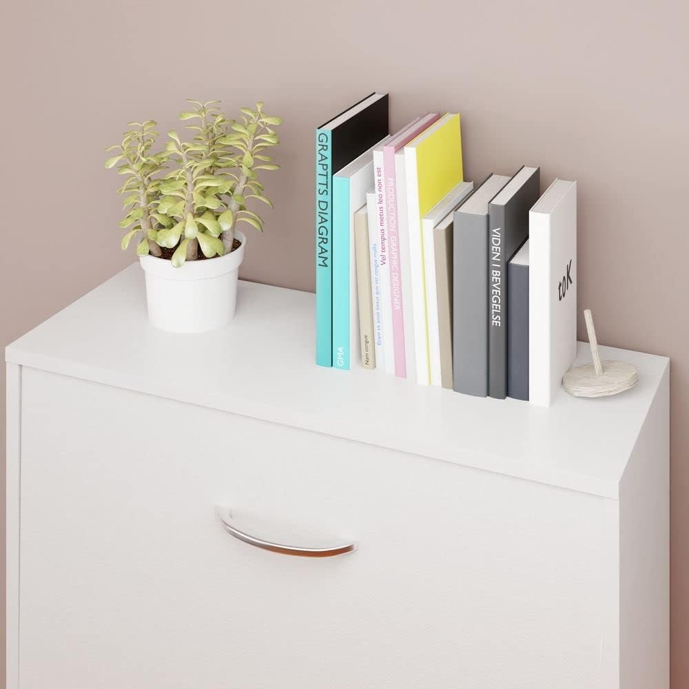 3 Door Shoe Storage Cabinet Wenge White | Slim Modern Hallway Cupboard 115x60x24