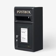 Lockable Cast Iron Wall Post Box Black – Heavy Duty, Vintage Mailbox 44cm