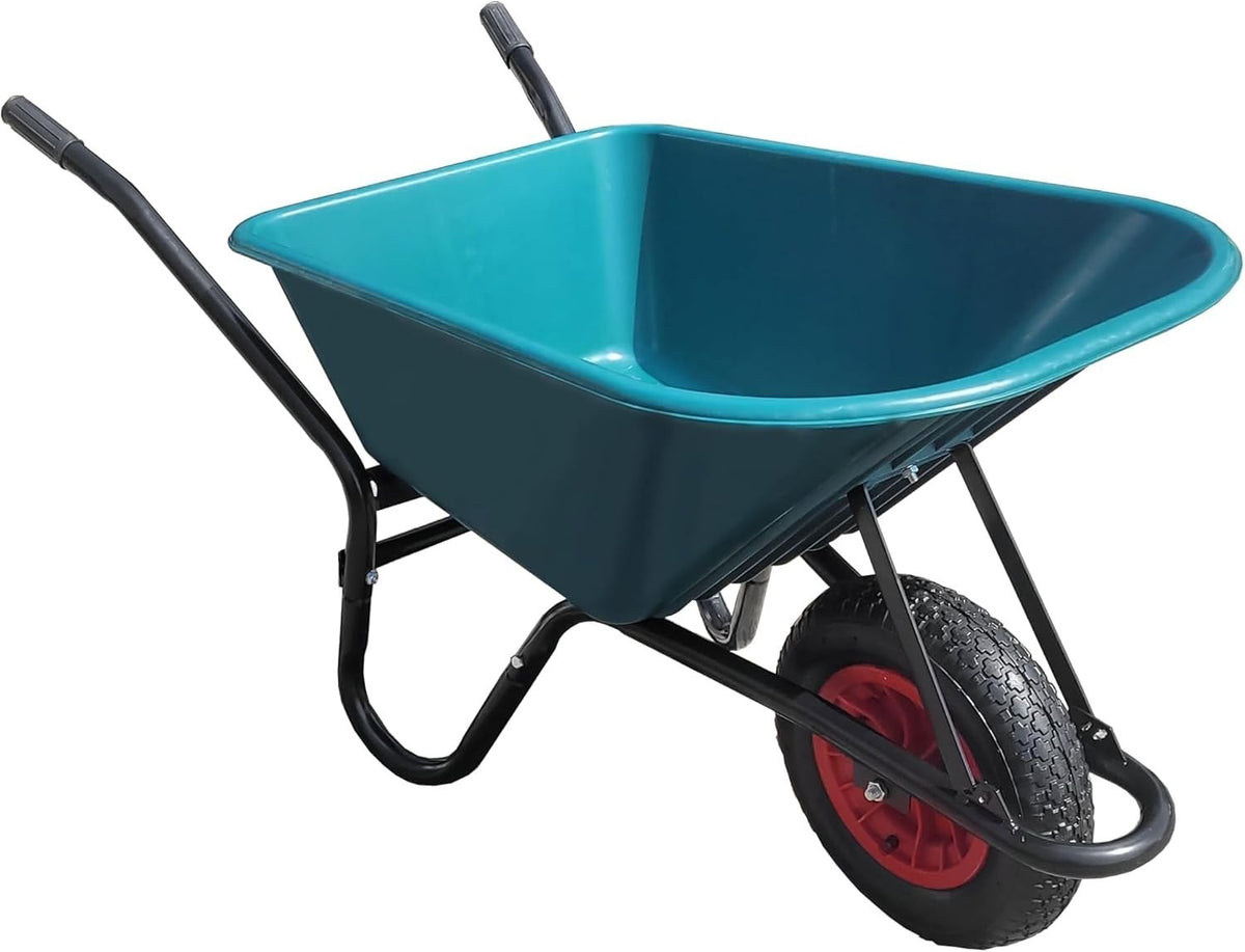 110L 1-Wheel Garden Wheelbarrow – Green – Puncture Proof Tyre Heavy Duty Plastic