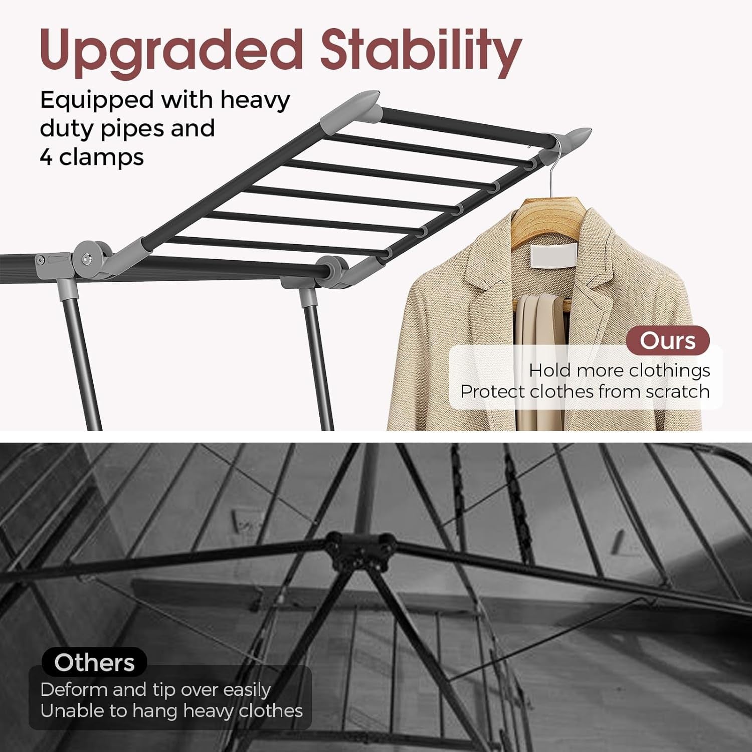 Large Foldable Clothes Airer Winged Drying Rack Indoor Outdoor Space