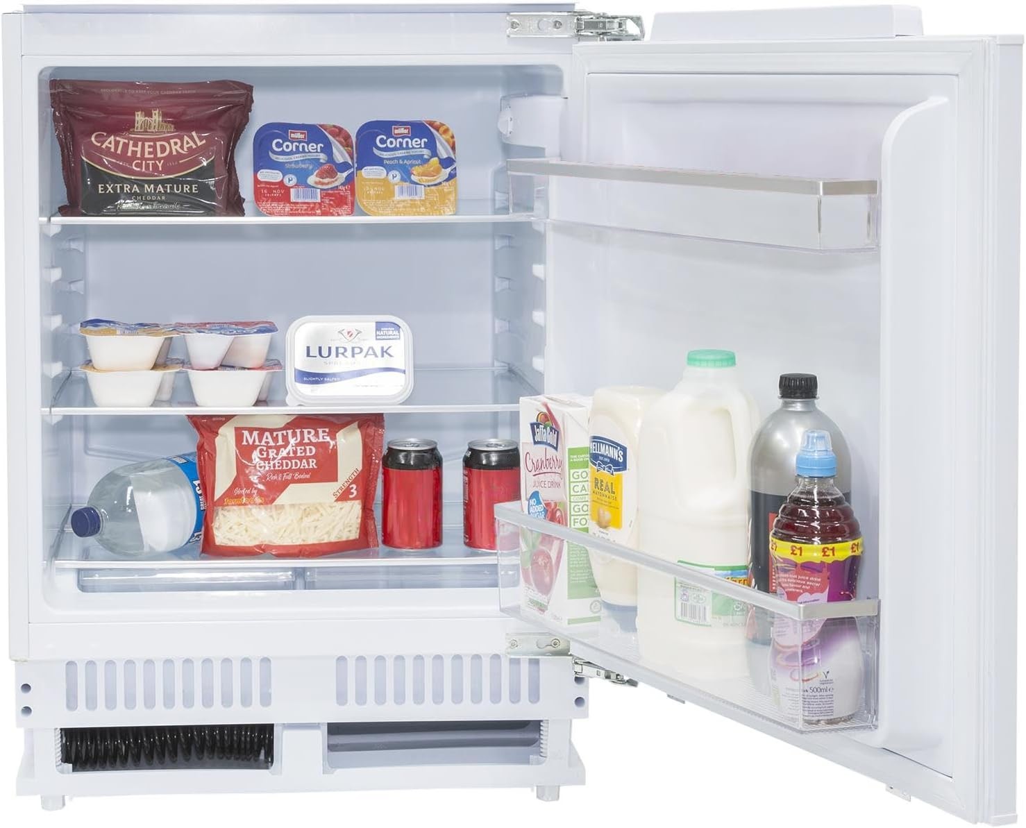 Undercounter Fridge 135L Built-In Auto Defrost LED Quiet Energy Saving White