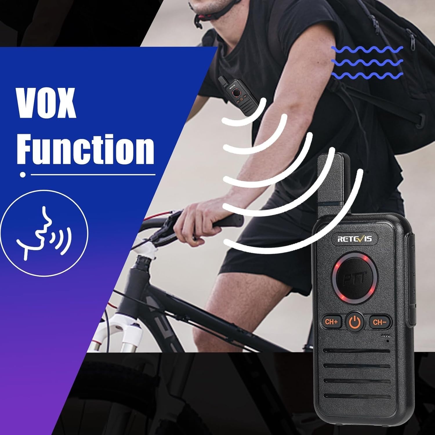 PMR446 Walkie Talkies Rechargeable USB-C VOX Dual PTT 4 Pack Radio