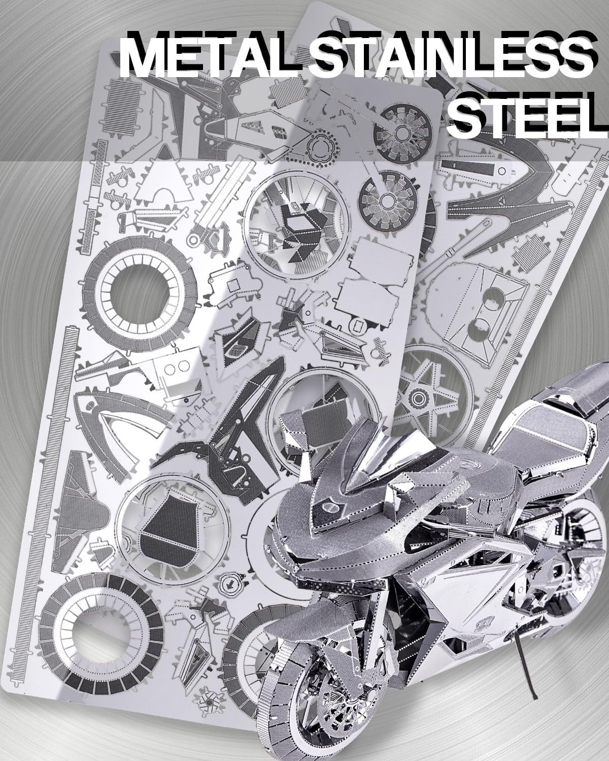 Metal Motorcycle 3D Puzzle Model Kit for Adults | 72Pcs Stainless Steel DIY