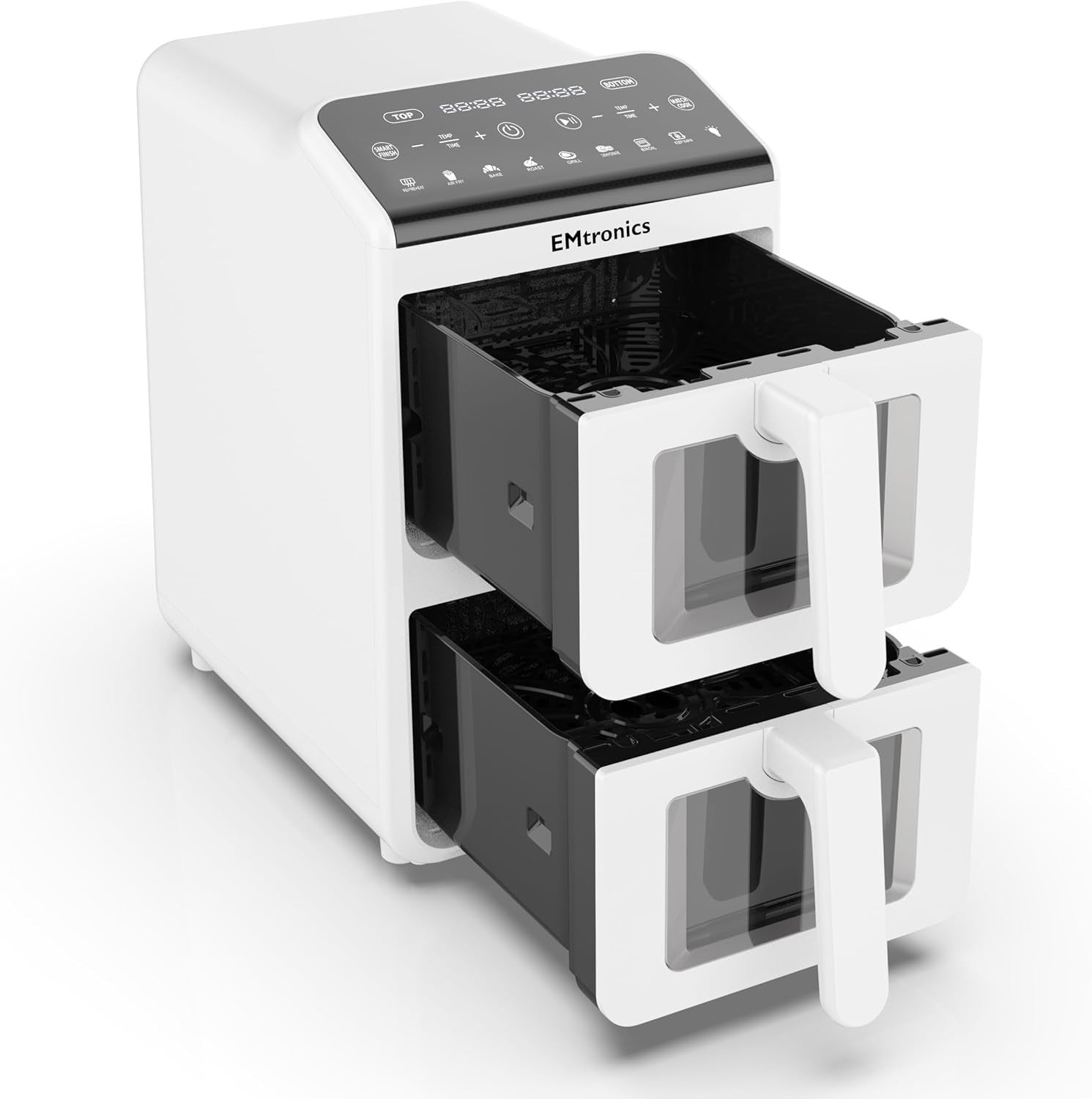 Dual Zone 10L Stack Air Fryer With Windows 2460W Smart Finish White