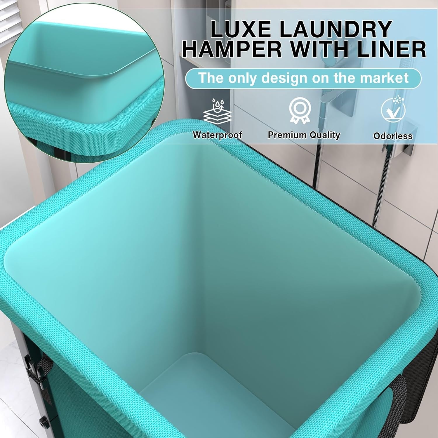 150L Large Blue Rolling Laundry Hamper Heavy Duty Laundry Basket with Wheels