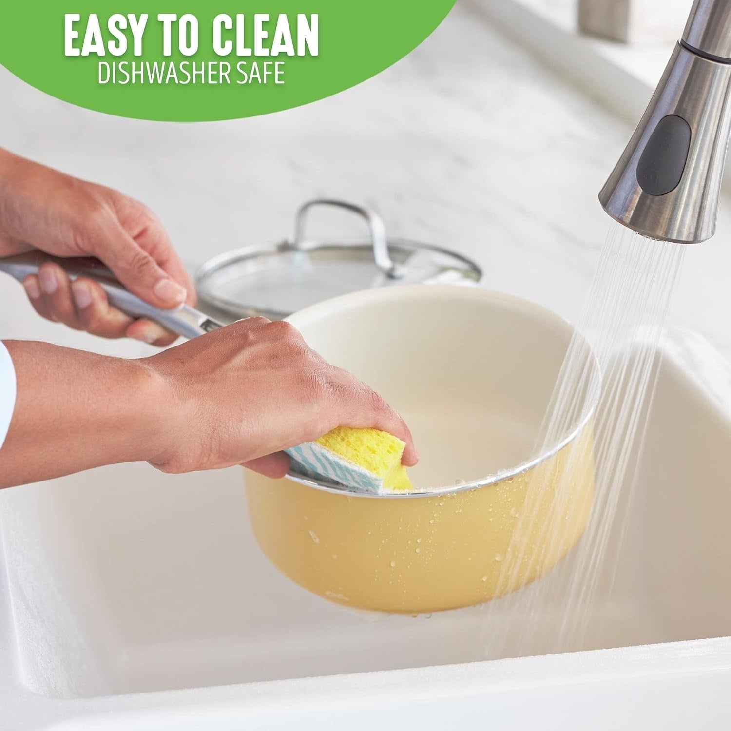 12Pcs Yellow Ceramic Cookware Set Non Stick Pots & Pans Induction PFAS Free