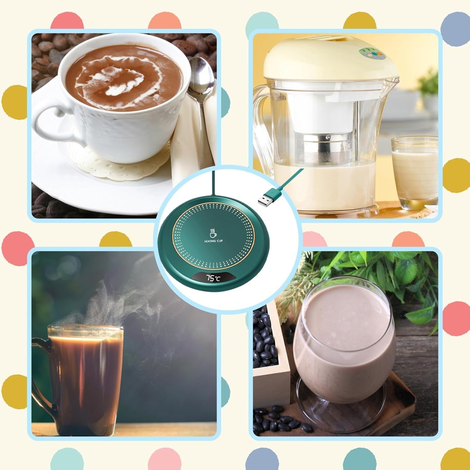 Coffee Mug Warmer 3 Speed Desk Cup Heater Touch Control