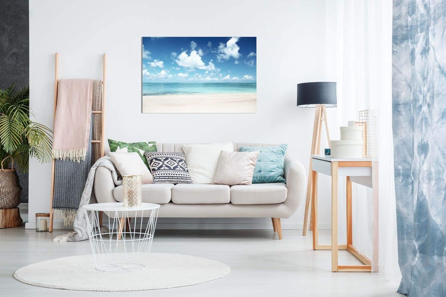 Caribbean Beach Canvas Wall Art Ocean Sand Sea Picture Living Room Decor 18x12