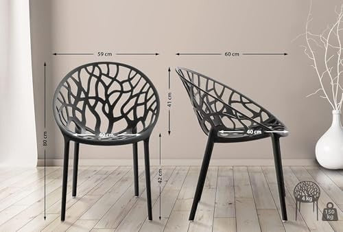 Set of 4 Stackable Plastic Dining Chairs Indoor Outdoor Garden Beige
