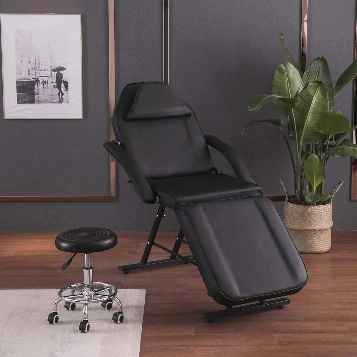 Adjustable Pedicure Salon Stool With Foot Spa Basin Rolling Chair