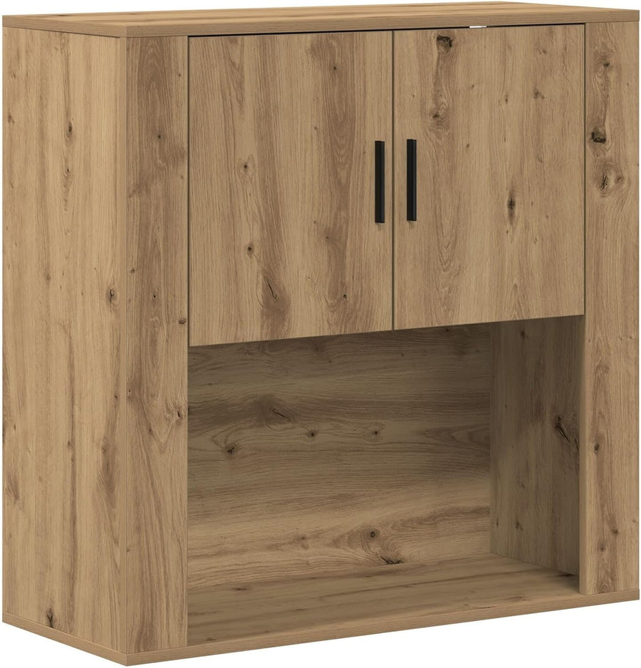 Medium Oak Storage Cabinet with Dual Doors & Spacious Shelf - Easy Assemble