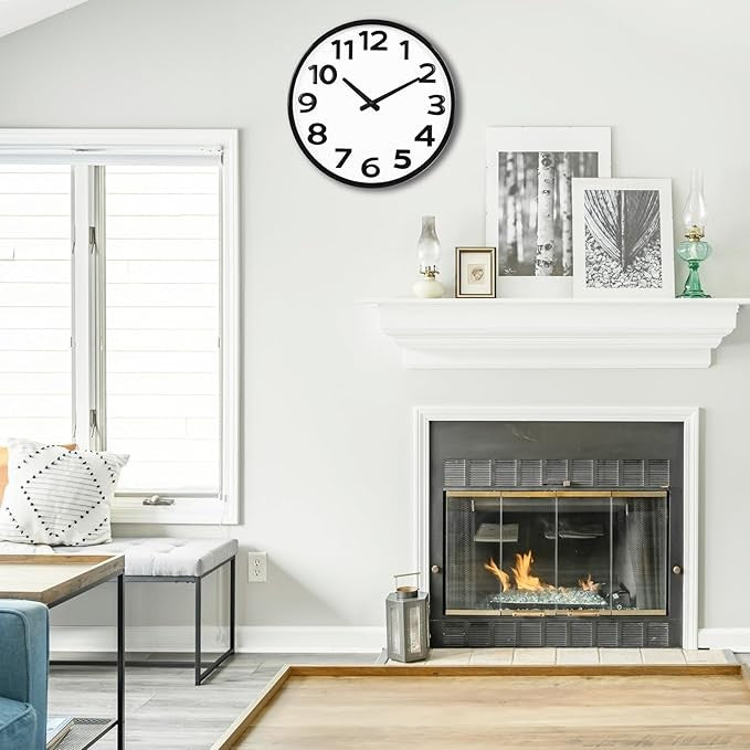 Large 40cm Silent Wall Clock | 3D Numbers | Modern Easy-Read Home Office Decor