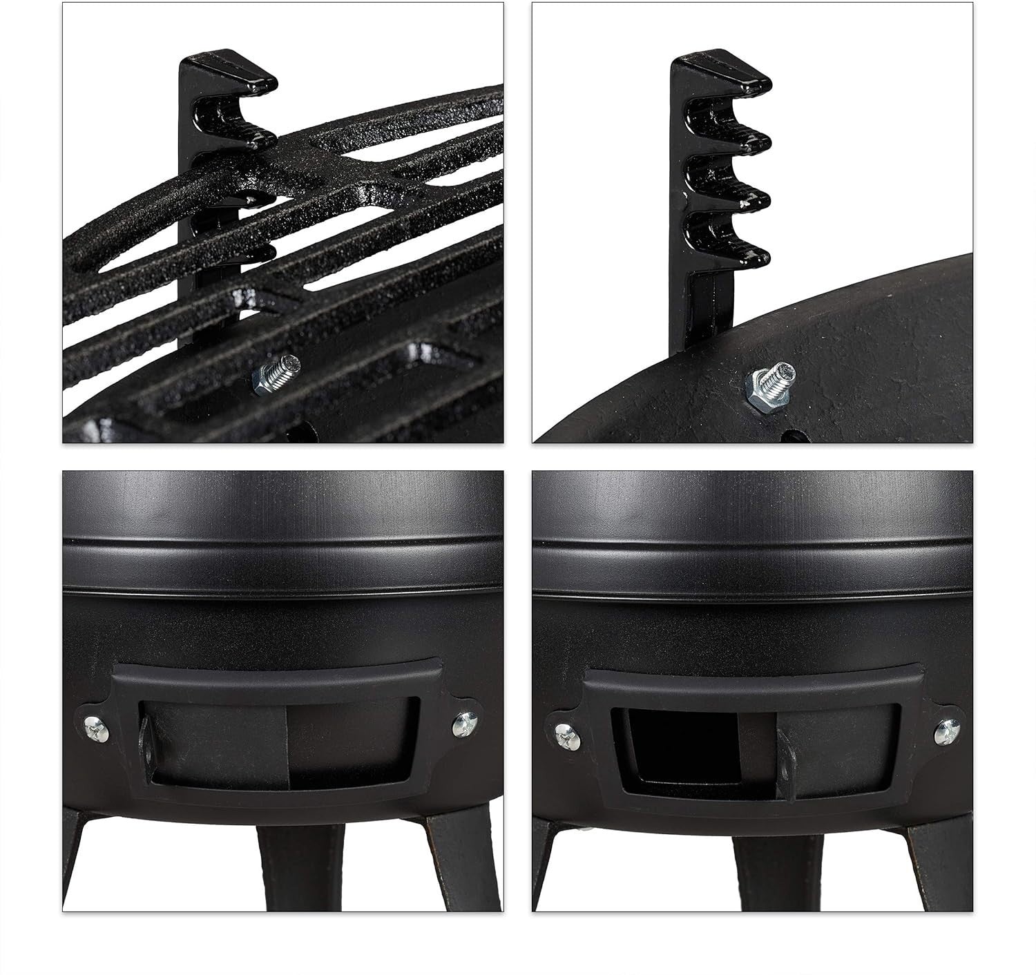 Cast Iron Charcoal BBQ Grill – Adjustable Height Portable Outdoor Barbecue