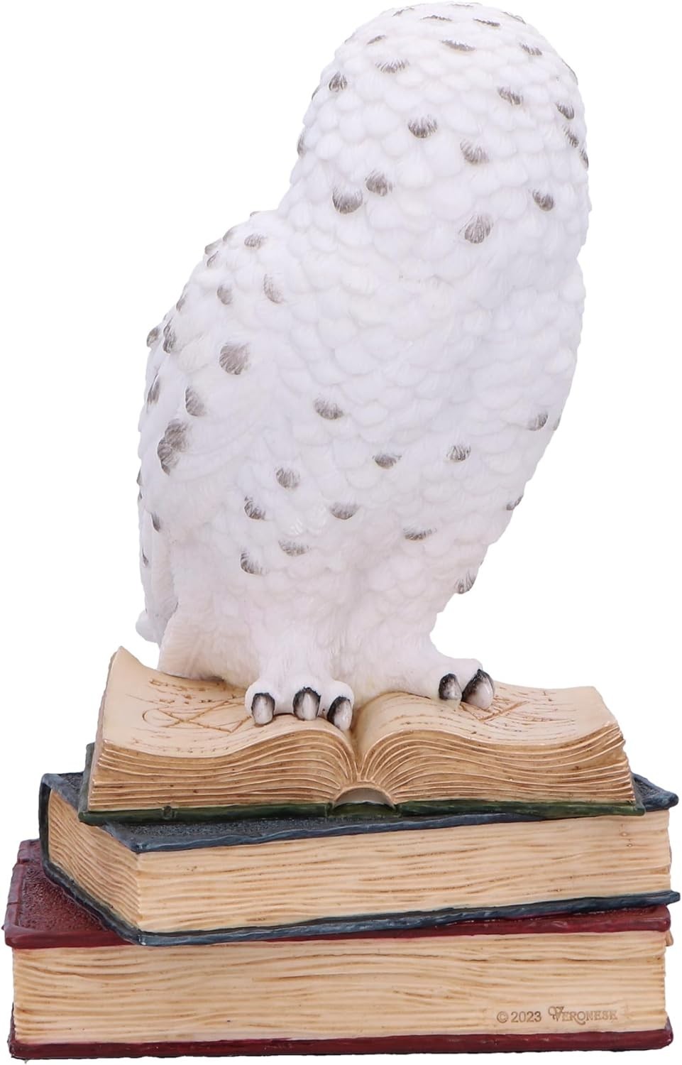 White Owl Figurine on Books • Hand-Painted Resin Ornament