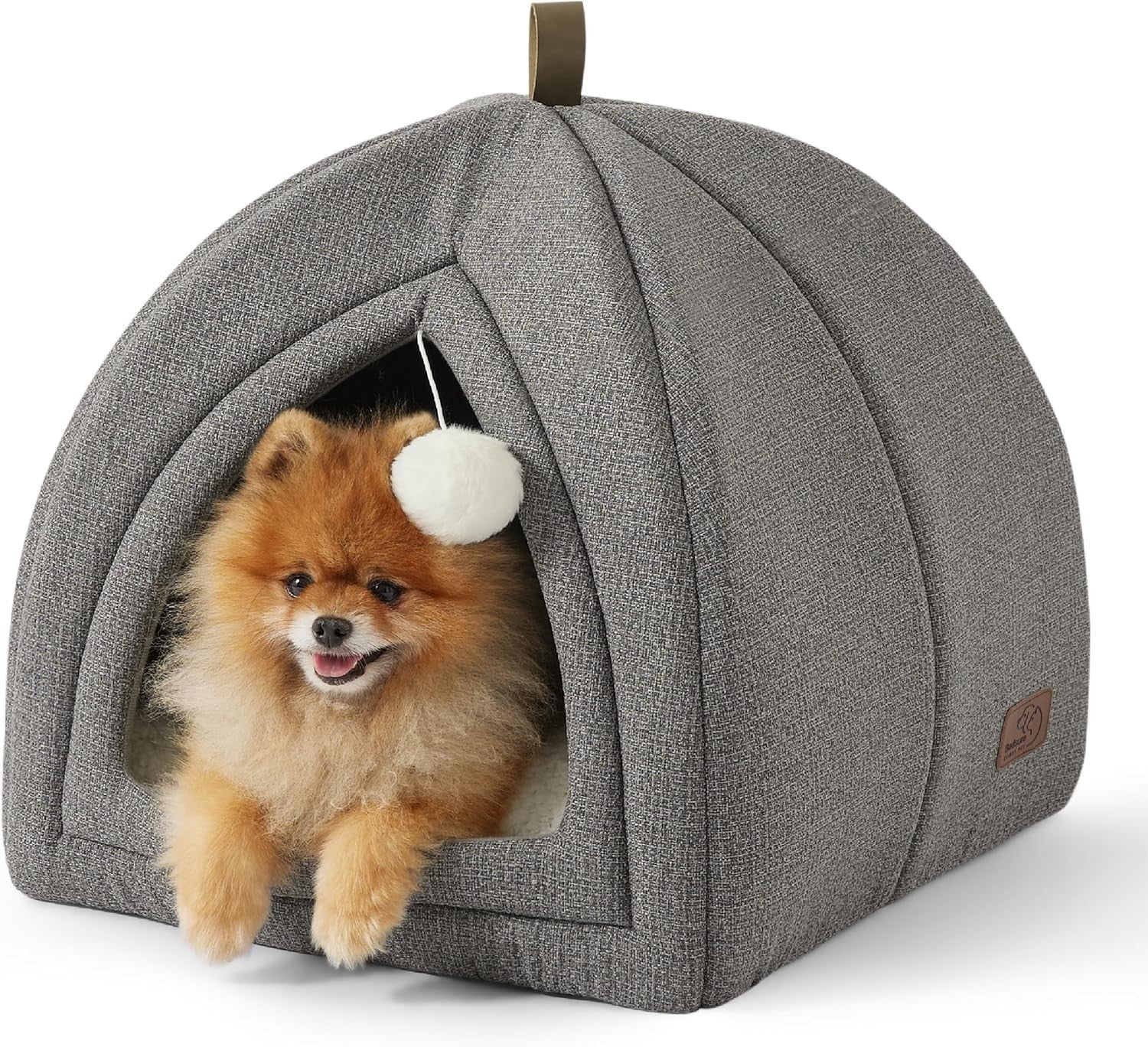 44cm Cat Igloo Tent Bed Foldable Washable Cushion Grey