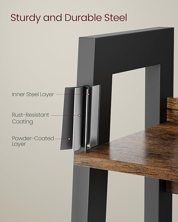 4-Tier Rustic Ladder Shelf Narrow Storage Unit Industrial Display Bookshelf