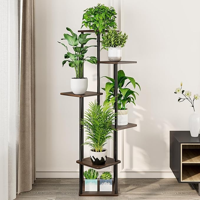 6 Tier Metal Plant Stand Indoor Outdoor Corner Tall Flower Shelf Display Rack