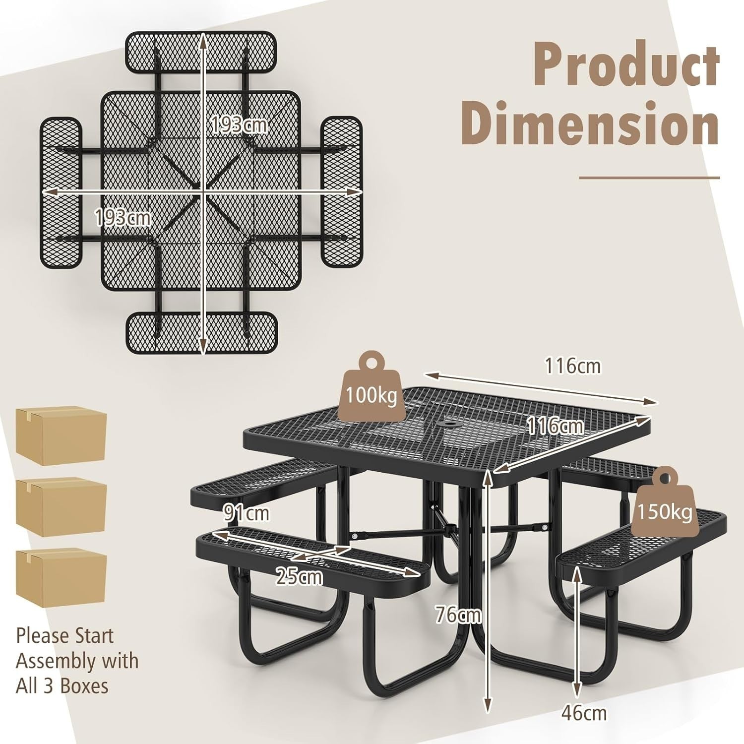 Outdoor 8-Seater Picnic Table & Bench Set | Weatherproof Patio Dining Table