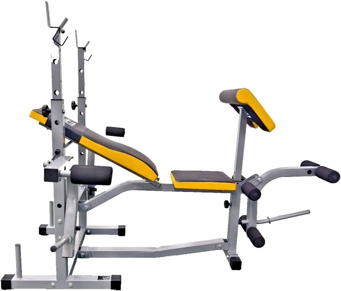 Heavy Duty Adjustable Weight Bench With Barbell Rack Preacher Curl Home Gym