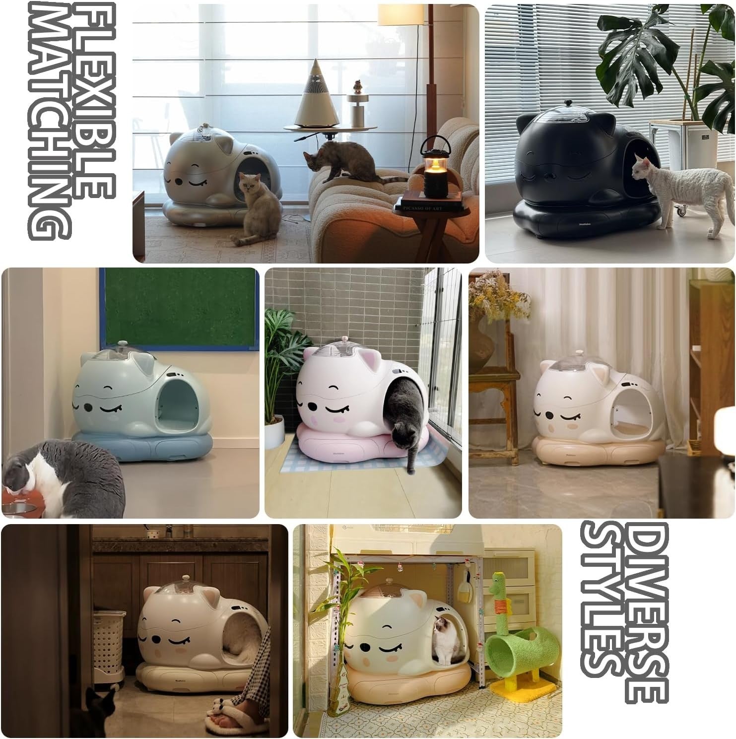Self Cleaning Cat Litter Box APP Control 80L XL Odor Control Tray