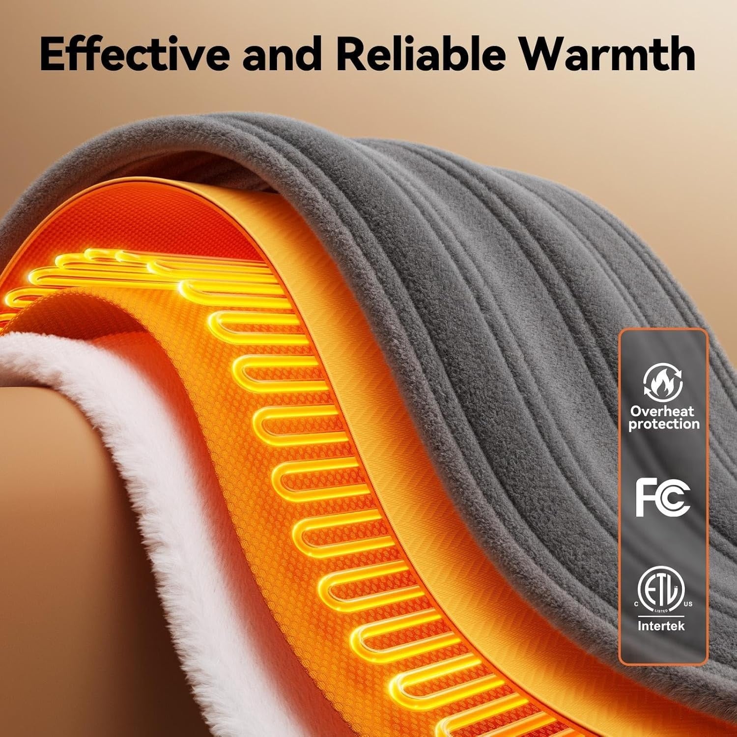 Electric Heated Throw Blanket 180x130cm Fast Heat 9 Settings Auto Shut Off