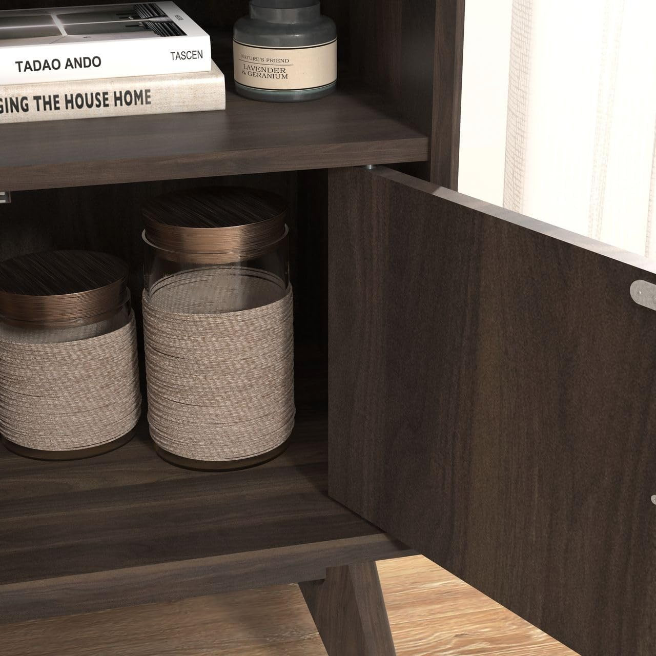 Modern Walnut Bedside Table with Drawer & Open Shelf – Slim Wooden Side Table