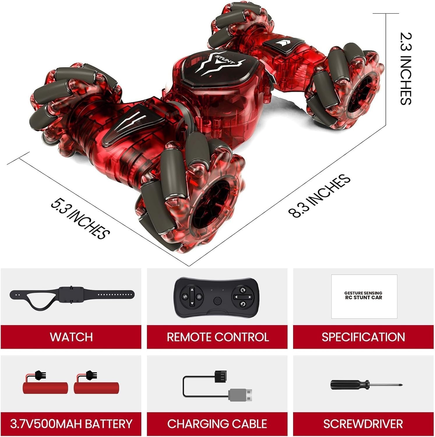 Hand Gesture RC Stunt Car 4WD 360° Drift Remote Control Toy & 2 Batteries