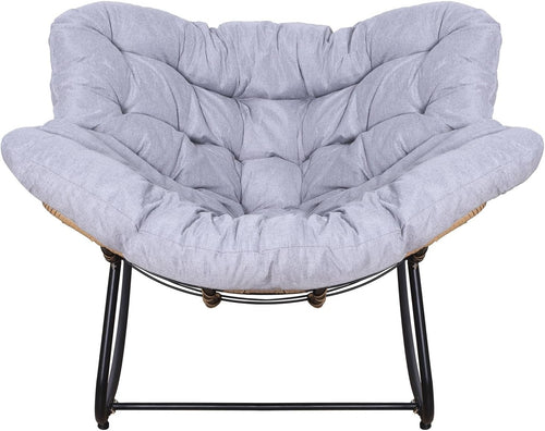 Comfy Egg Rocking Chair Padded Outdoor Indoor Lounge Patio Seat Grey