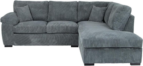 Grey Jumbo Cord L-Shape 4-Seater Corner Sofa – Stylish, Space-Saving Comfort