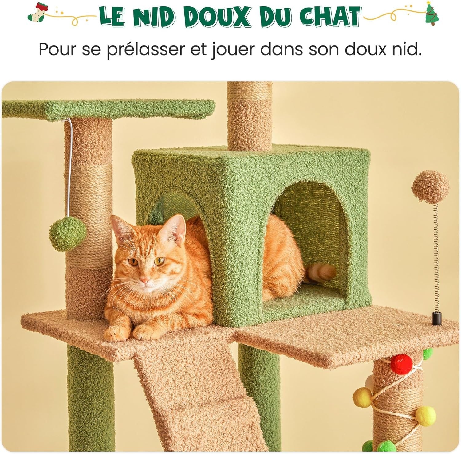 Cat Tree 163cm Tall Multi Level Tower Scratching Post Hammock Condo