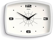 Retro 25cm Wall Clock Rectangle Silent White Modern Kitchen Living Room Decor