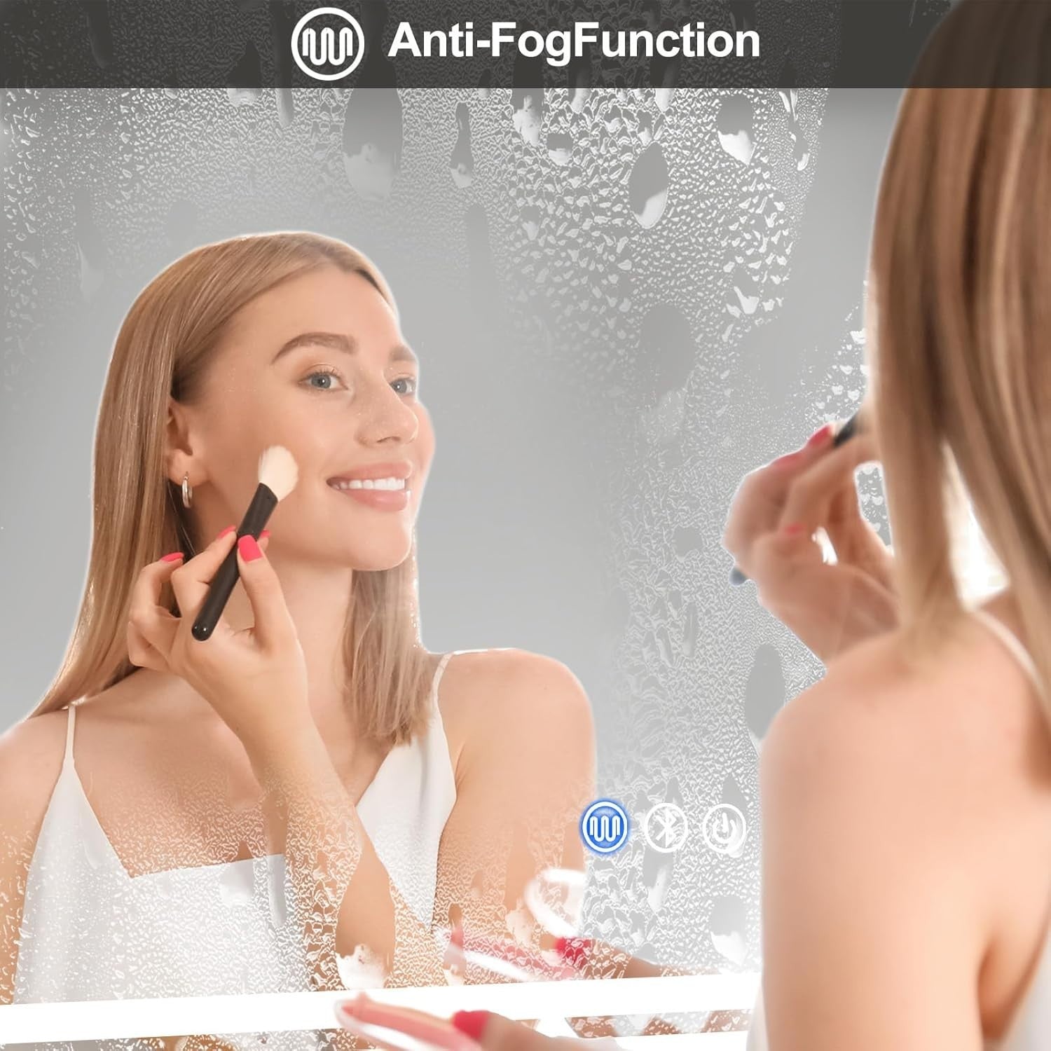 LED Bathroom Mirror 100x70cm Bluetooth Anti-Fog Lighted Touch IP54