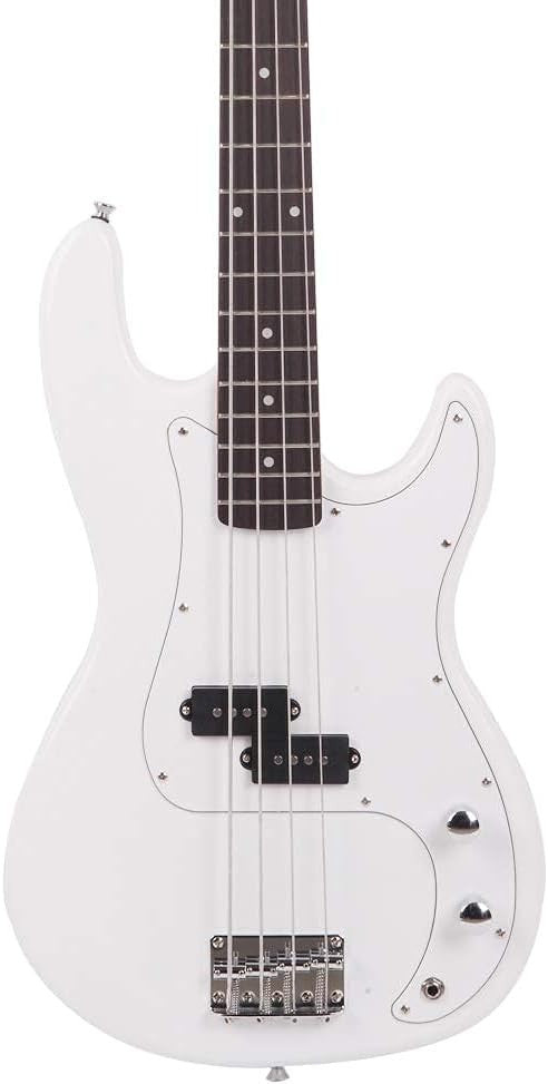 4 String Electric Bass Guitar Full Size Beginner Kit White