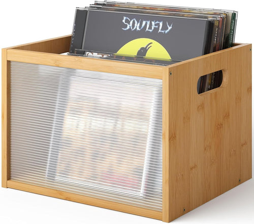 Vinyl Record Storage Holder Bamboo Magazine Book File Desk Organizer