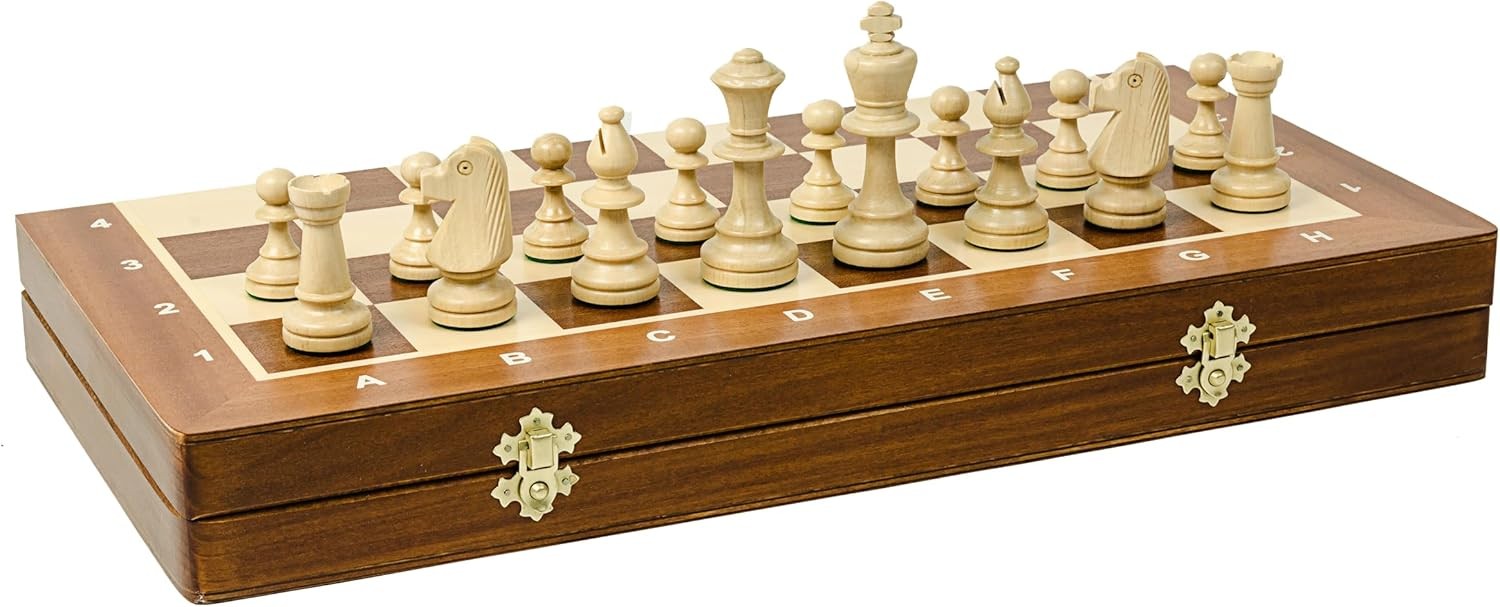 48cm Tournament Wooden Chess Set – Weighted Staunton Pieces & Folding Board
