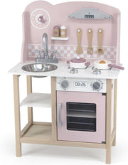 Wooden Kids Play Kitchen Modern Pretend Cooking Role Play Toy Pink