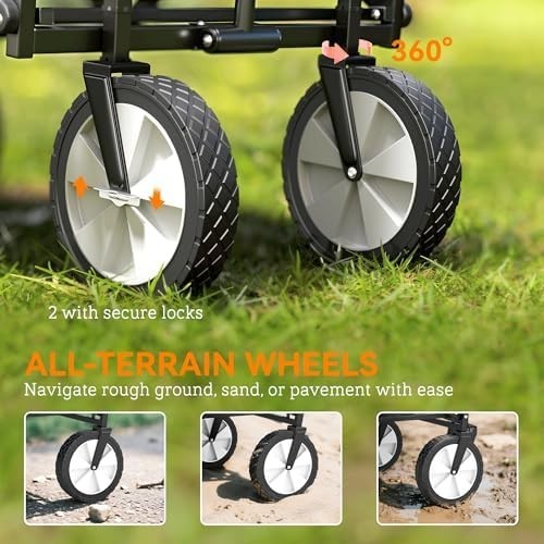 Portable Folding Camping Trolley 90L Garden Festival Cart on Wheels