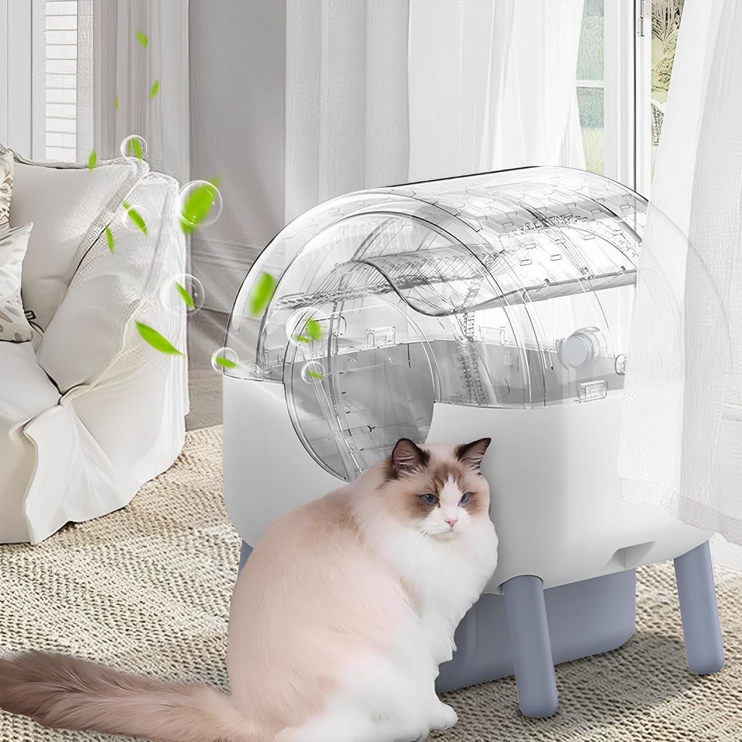 Self Cleaning Cat Litter Box APP Control 76L Smart Multi Cat Tray
