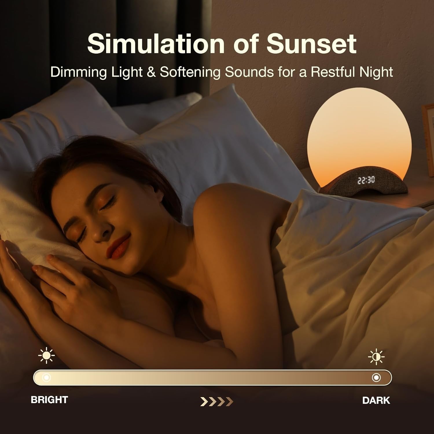 Sunrise Alarm Clock with White Noise & 7-Color Light, Sleep Aid