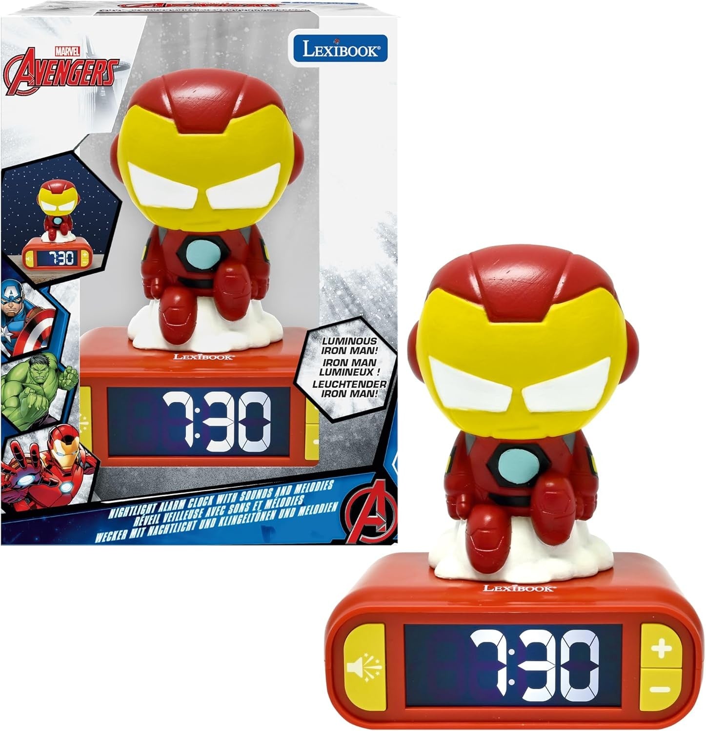 Kids Superhero Alarm Clock Night Light LED Display  Sounds Bedroom