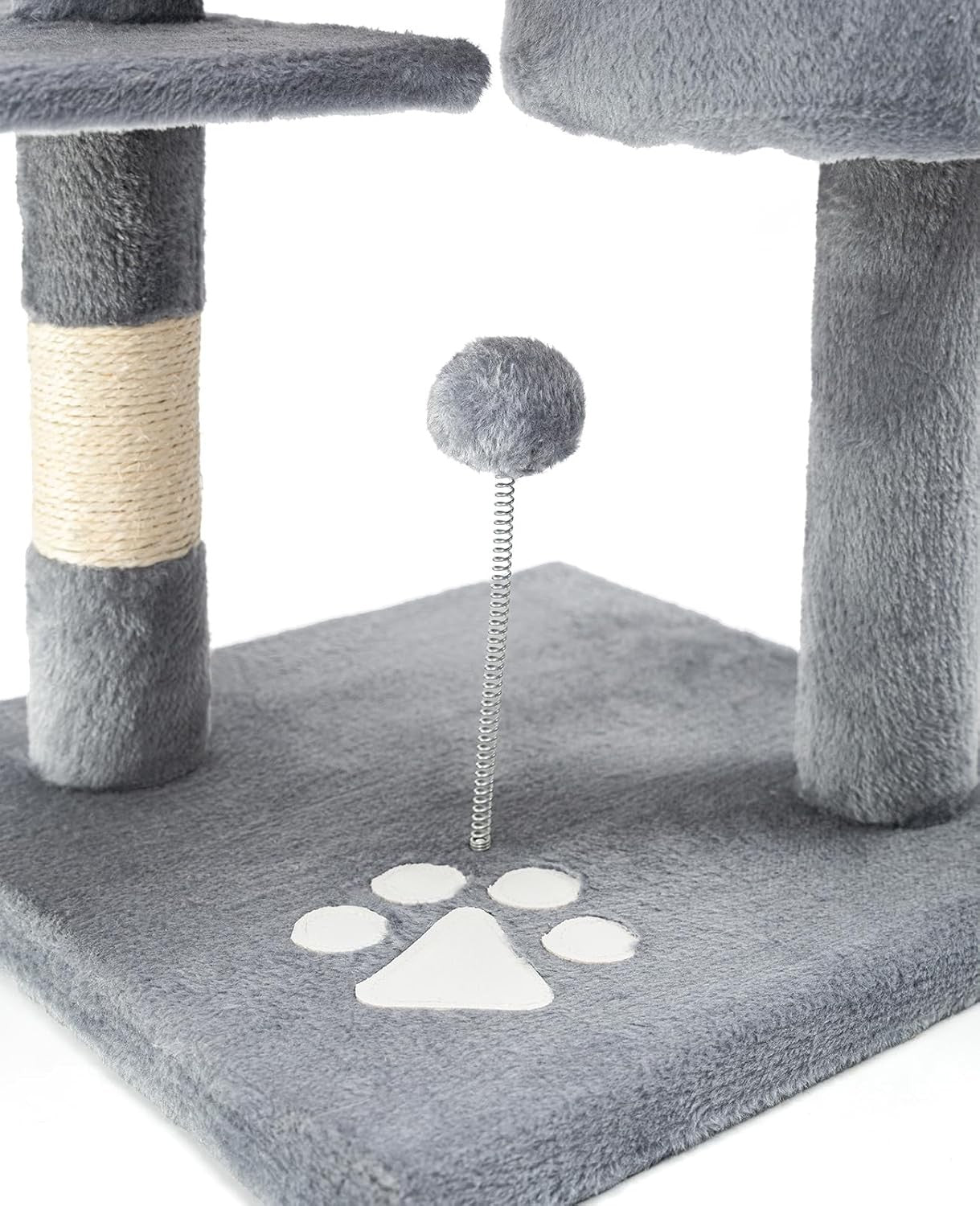 Cat Tree Scratching Post Tower 112cm with Condo Sisal Rope Light Grey