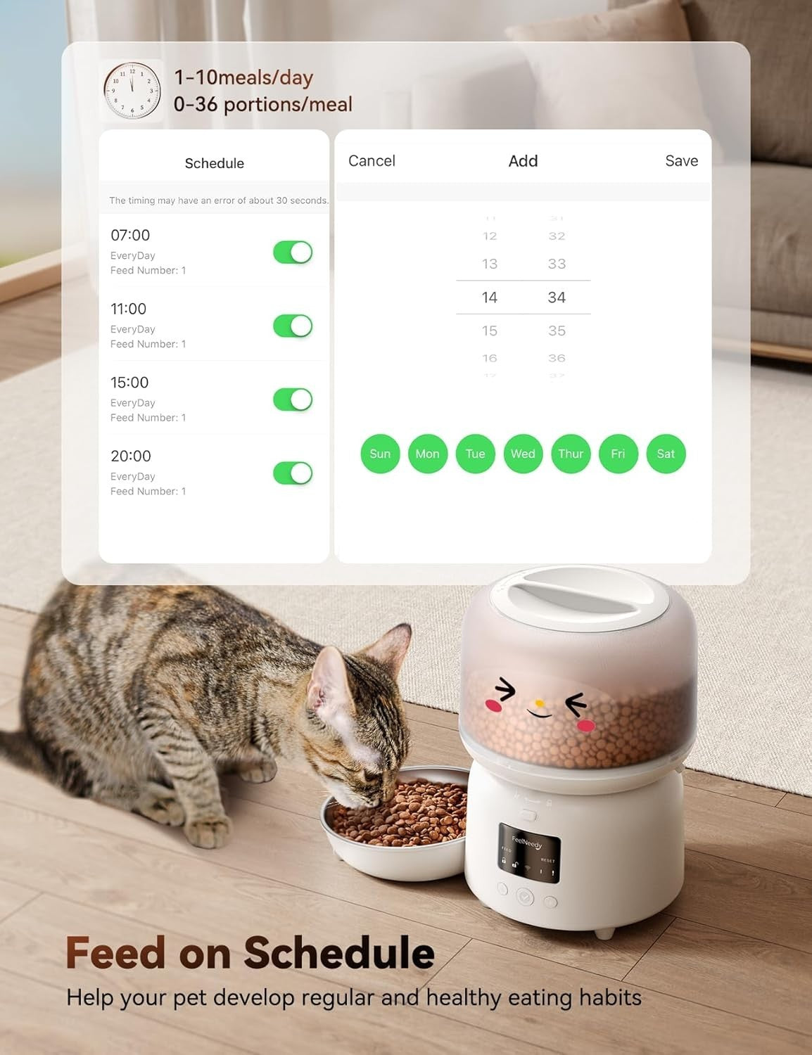 Automatic Cat Feeder WiFi App Control 3L Timer Food Dispenser Smart Pet Feeder