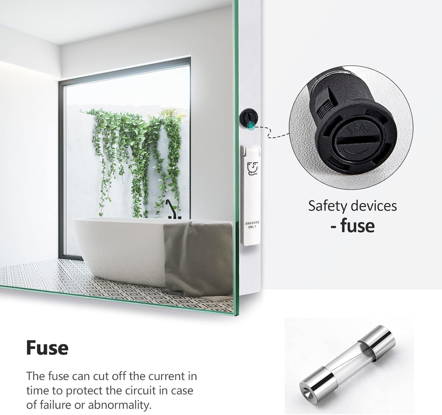 LED Bathroom Mirror 80x60cm Backlit Demister Shaver Socket Touch Sensor
