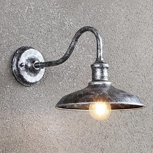 Outdoor Swan Neck Wall Light – Silver Waterproof Lantern, E27 Bulb