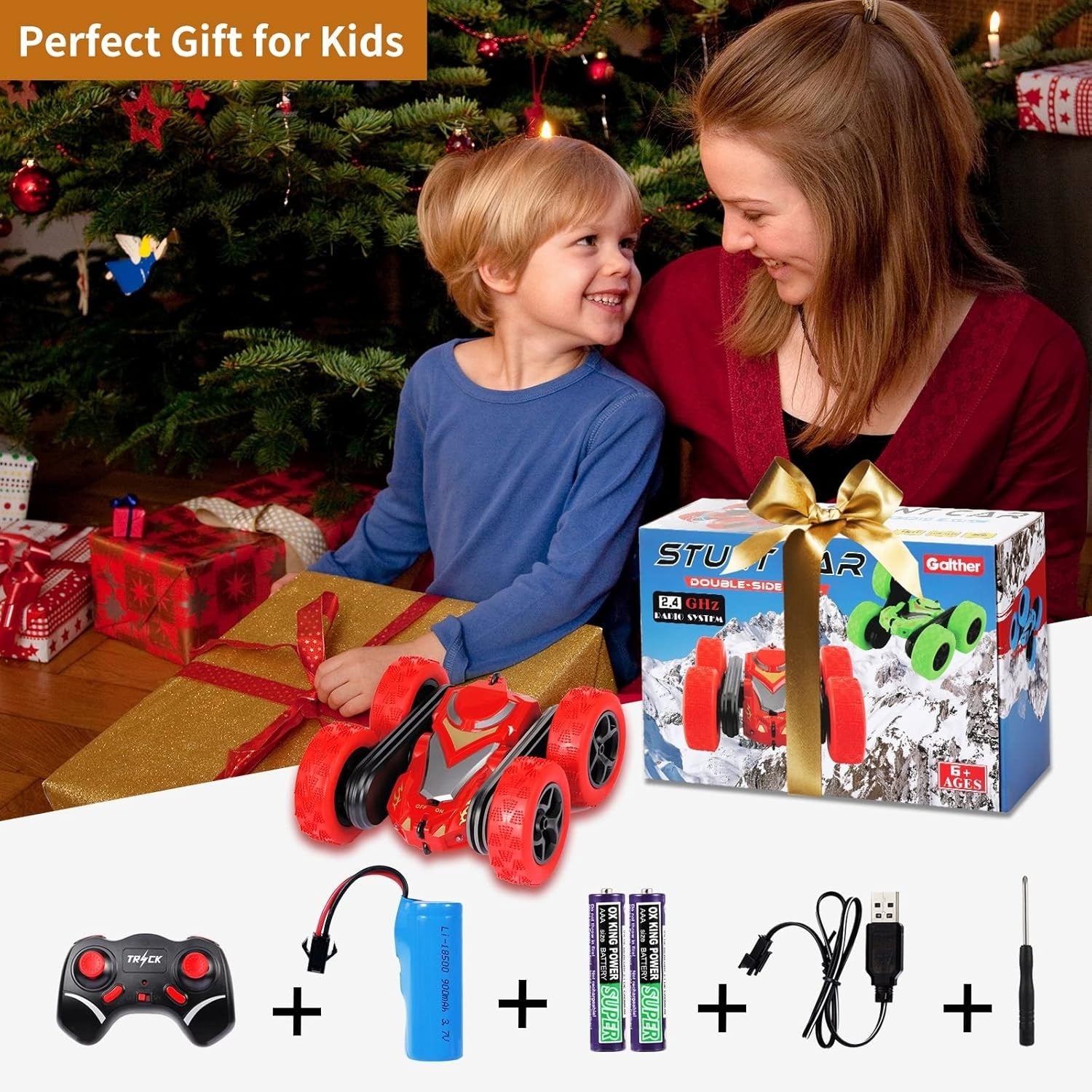 4WD RC Stunt Car, 360° Flips Rotating Remote Control Car 2.4GHz Toy Gift for Kid