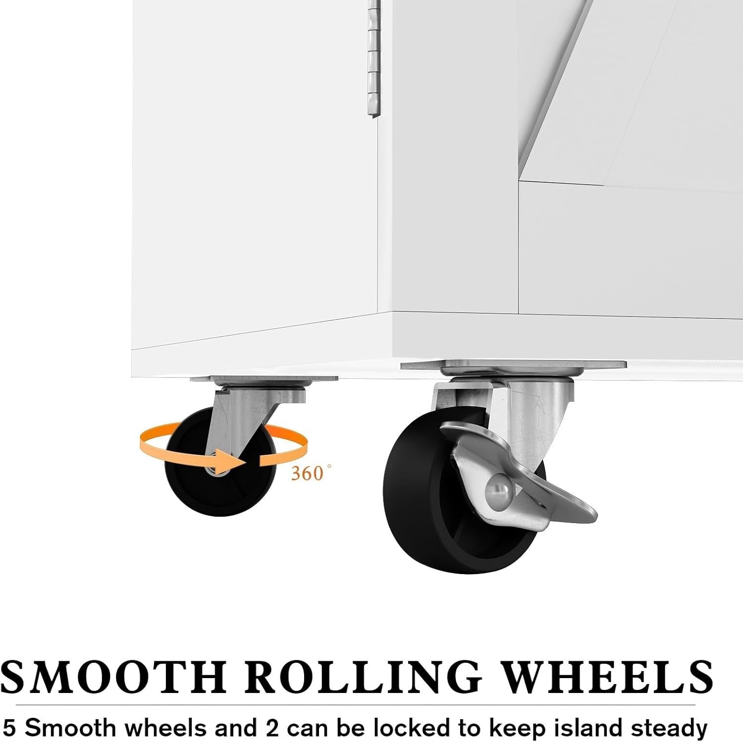 White Kitchen Island Trolley with Drop Leaf, Storage & Wheels – Rubberwood